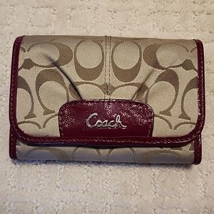 Tan and Burgandy Coach Wallet